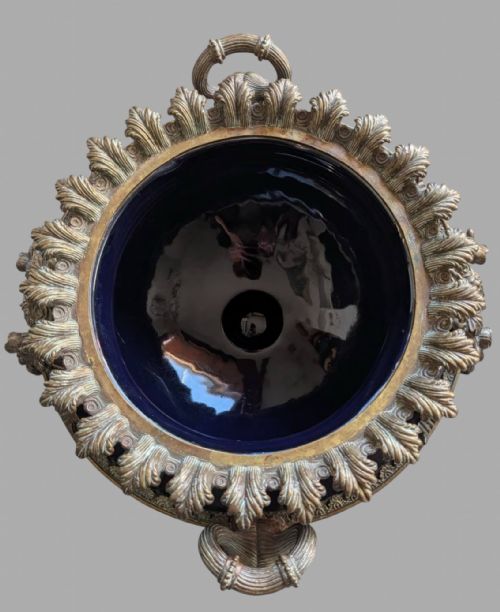 A FABULOUS PAIR OF 19TH CENTURY FRENCH BLUE CERAMIC JARDINIR'S - ADDITIONAL PHOTO 9