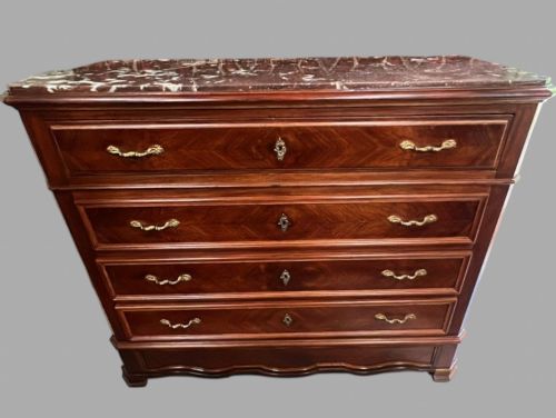 A VERY ATTRACTIVE 19THC FRENCH MARBLE TOPPED COMMODE - ADDITIONAL PHOTO 1