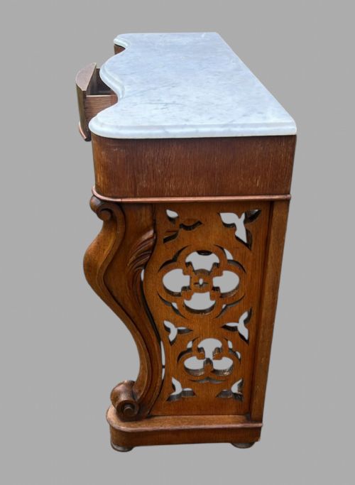 AN ATTRACTIVE 19THC MARBLE TOPPED OAK CONSOLE TABLE - ADDITIONAL PHOTO 2