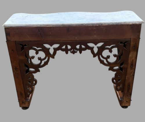 AN ATTRACTIVE 19THC MARBLE TOPPED OAK CONSOLE TABLE - ADDITIONAL PHOTO 4