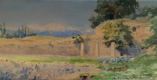 G VILLIERS STUART WATERCOLOUR OF MUGHUL WALL NASIM BAGH GARDEN OF BREEZES IN KASHMIR - ADDITIONAL PHOTO 2
