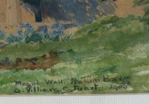 G VILLIERS STUART WATERCOLOUR OF MUGHUL WALL NASIM BAGH GARDEN OF BREEZES IN KASHMIR - ADDITIONAL PHOTO 3