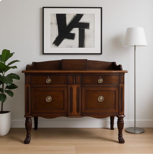 A SPLENDID MEDIUM SIZED FLAME MAHOGANY BUFFET OR SERVING SIDEBOARD - ADDITIONAL PHOTO 9