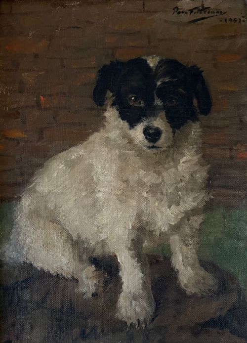 fig 1. Paul Fitzgerald - Oil on Canvas - Portrait of a Terrier 1952