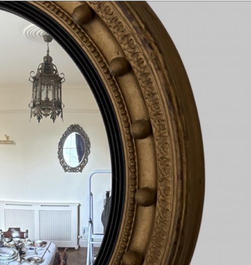 A 19THC REGENCY STYLE CONVEX BUTLERS MIRROR - ADDITIONAL PHOTO 1