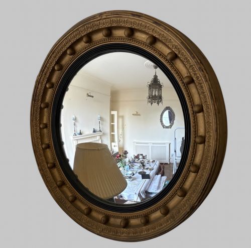 A 19THC REGENCY STYLE CONVEX BUTLERS MIRROR - ADDITIONAL PHOTO 3