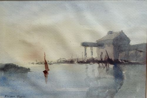 WILLIAM TUCK C1940 WATERCOLOUR SEAHARBOUR SCENE - ADDITIONAL PHOTO 2