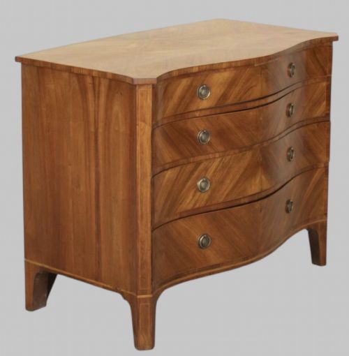 A LOVELY 19THC KINGWOOD SERPENTINE CHEST OF DRAWERS - ADDITIONAL PHOTO 1