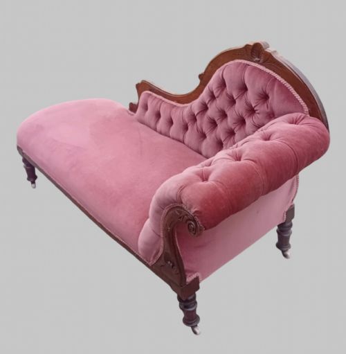 fig 2. Victorian Walnut Chaise Longue with Buttoned Upholstery