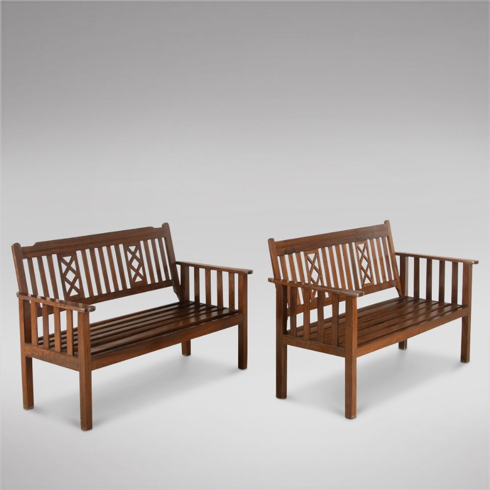 A Near Pair of Garden Rosewood Benches
