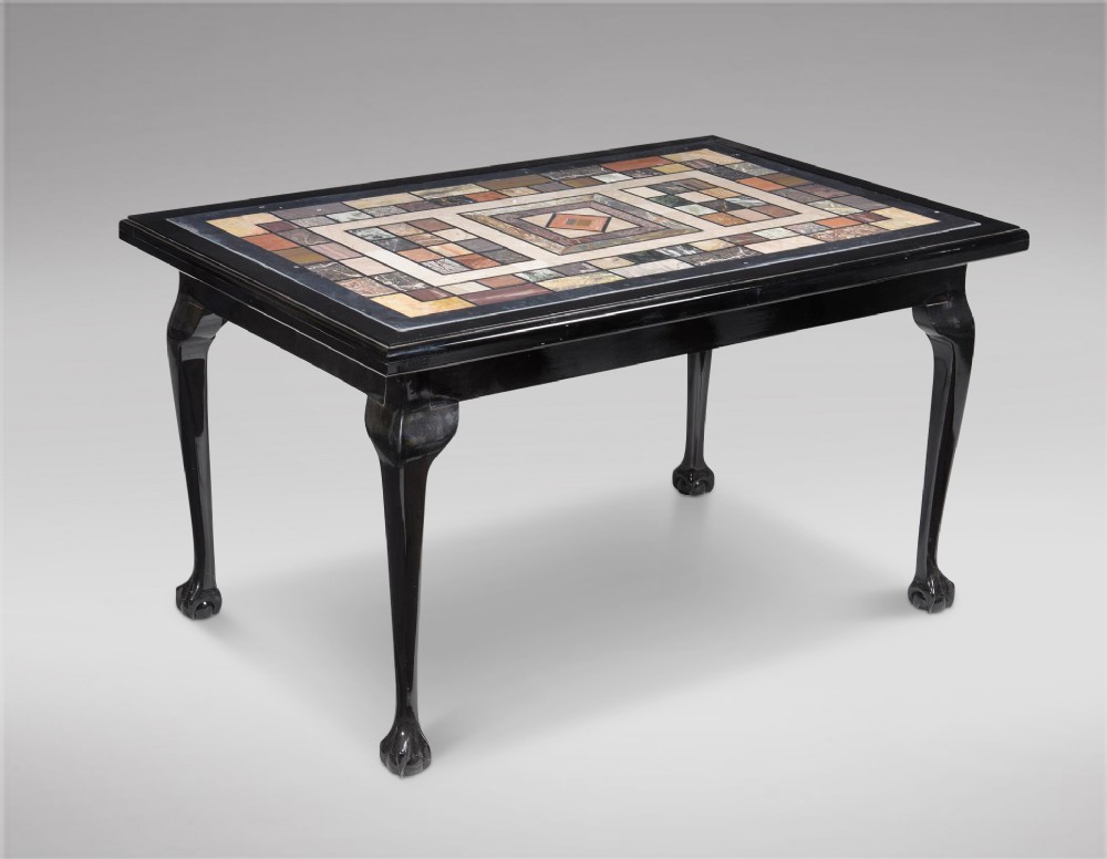 Black Lacquered Centre Table with attractive Marble Inset
