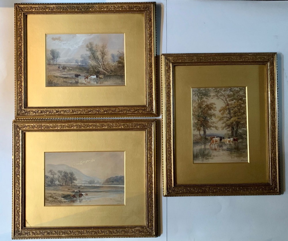 H Earp Senior - Set of Three Watercolours of cattle c1890