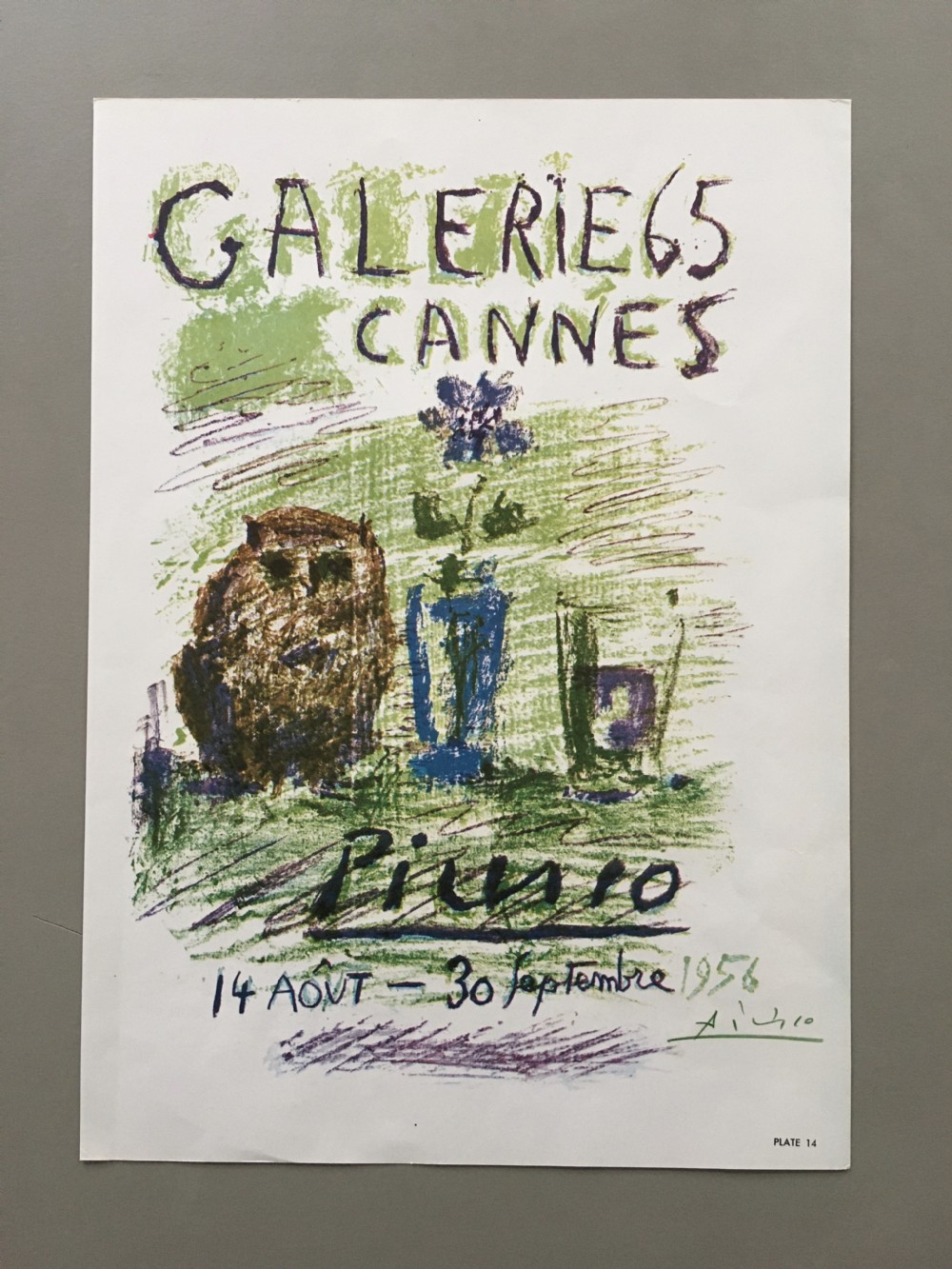 Galerie Pablo Picasso Hand Signed 65 Cannes 1956 Poster Limited Edition