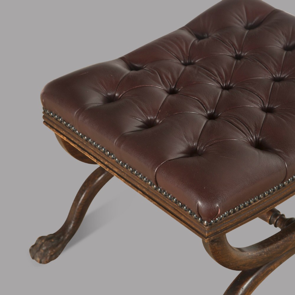 Regency Leather Footstool  View II