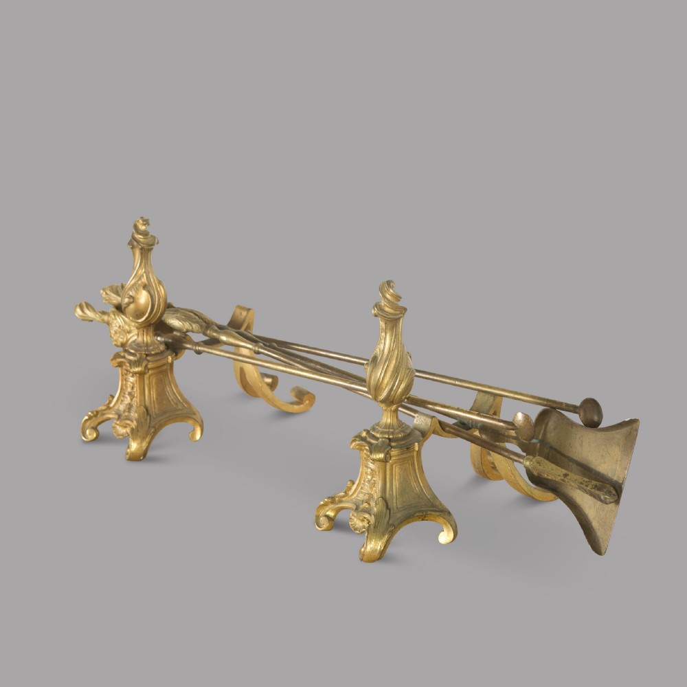 A Set of 19thc Fire Irons with Stands  View II