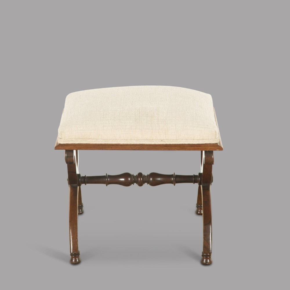 19thc English Rosewood X Frame Stool 