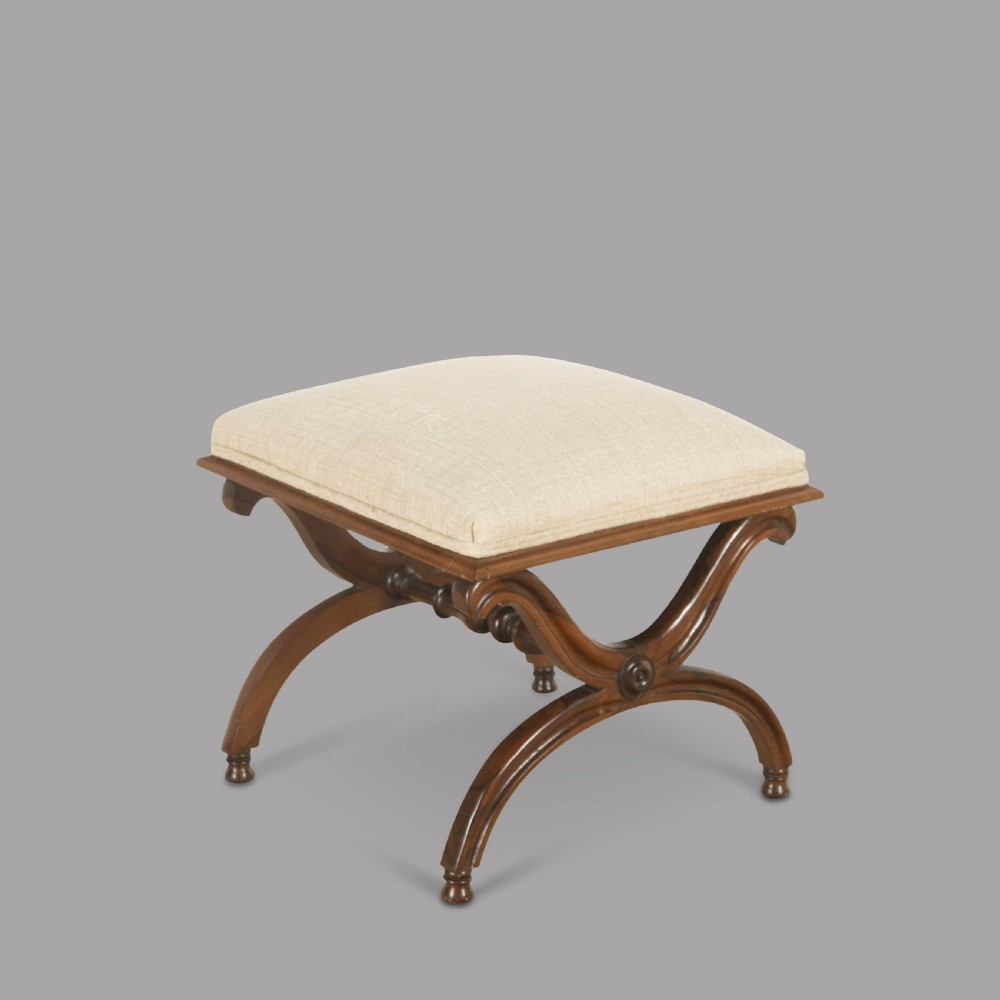 19thc English Rosewood X Frame Stool  View II