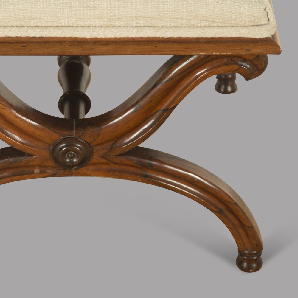 19thc English Rosewood X Frame Stool  View III