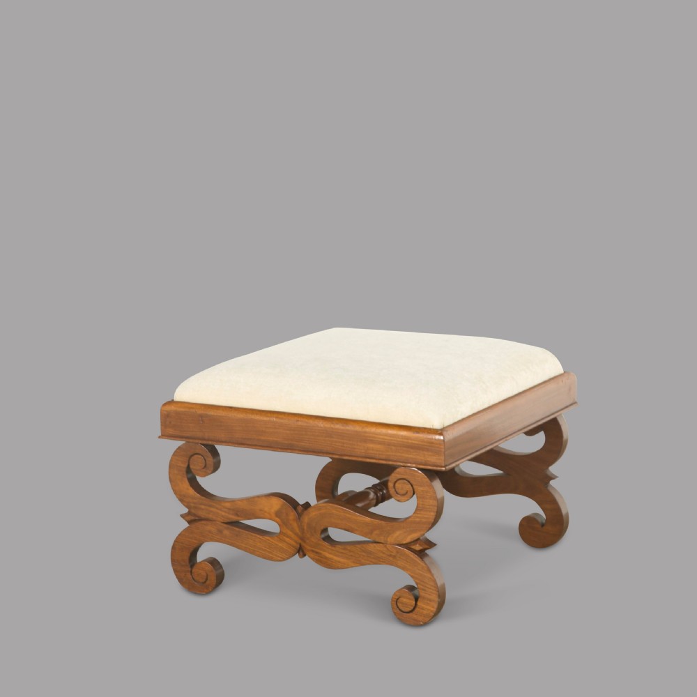 Mid 19thc Biedermeier Mahogany X Frame Stool  View II
