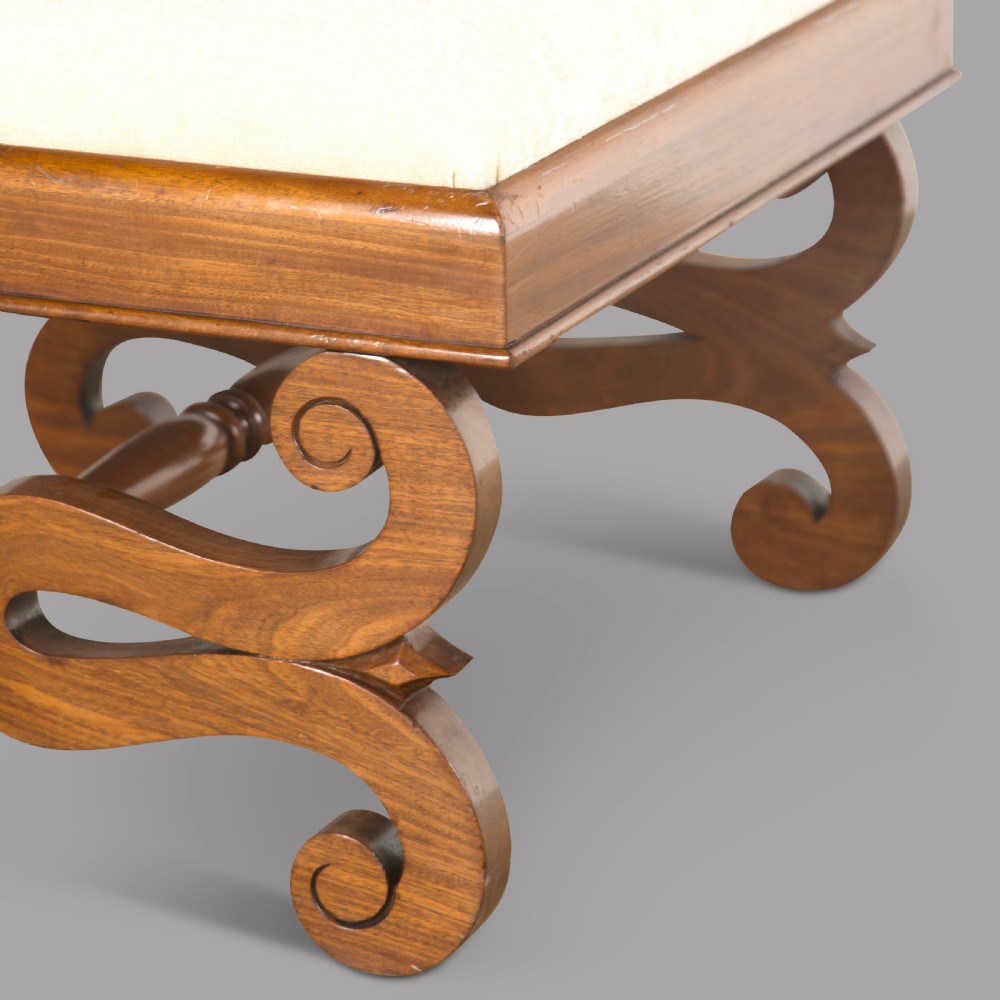Mid 19thc Biedermeier Mahogany X Frame Stool  View III