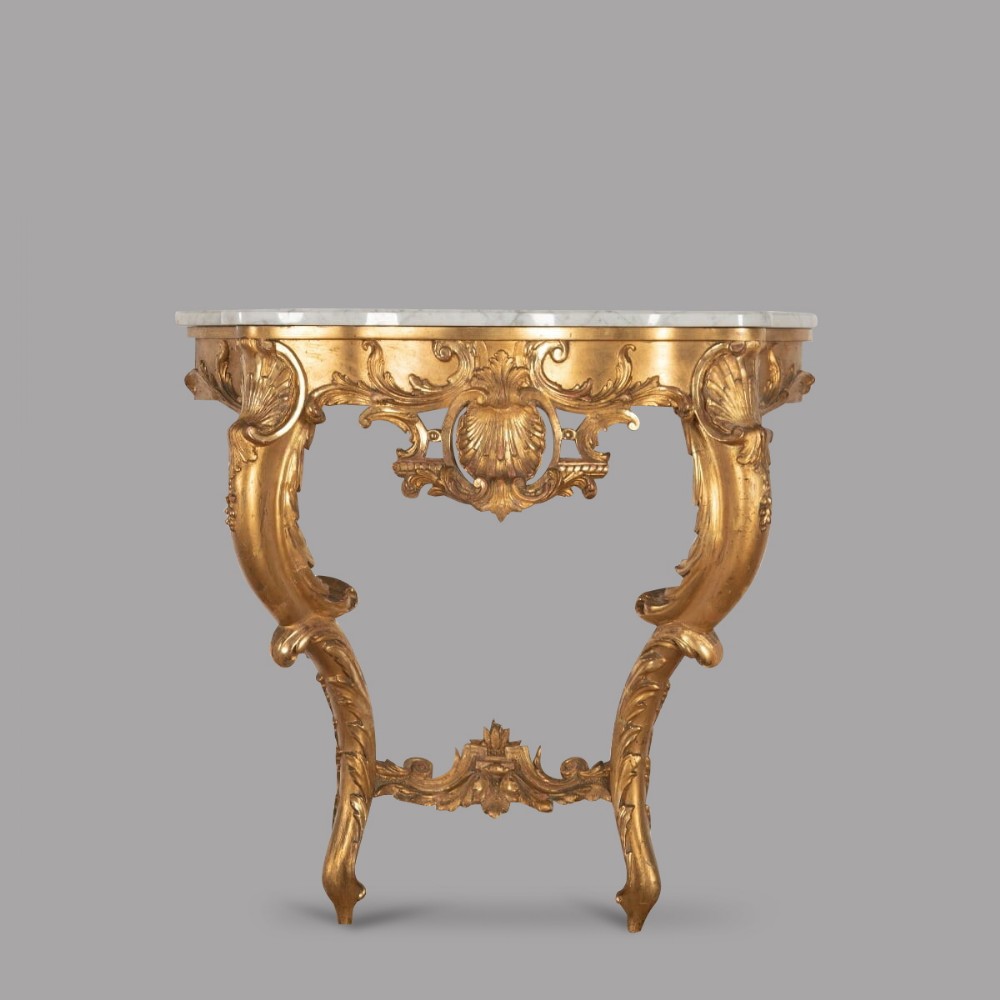 19th Century French Gilt Wood and Ormolu Console Table