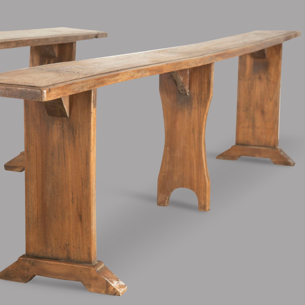 Pair Mid 19th Century French Elm Benches View II