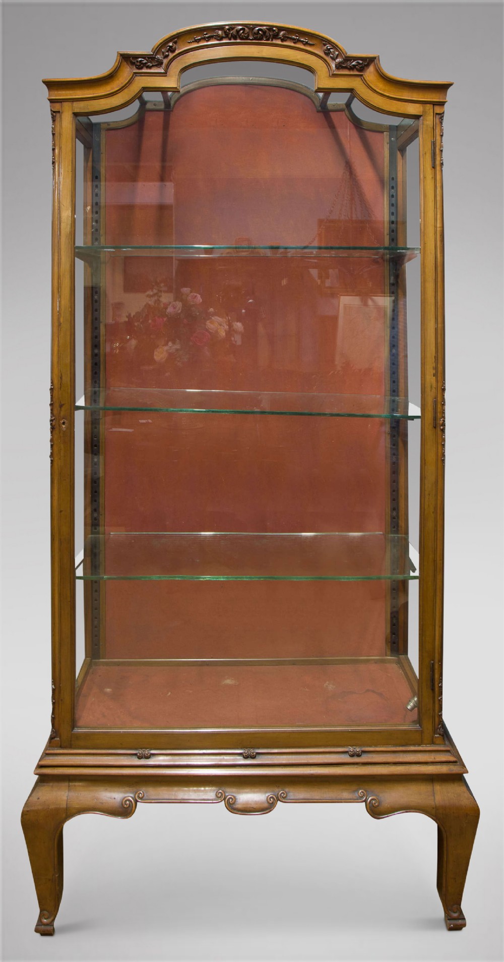 19thc Continental Walnut Display Cabinet 