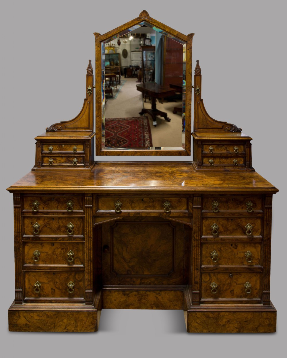 C1890 Burr Walnut Maple & Co Dressing Table 