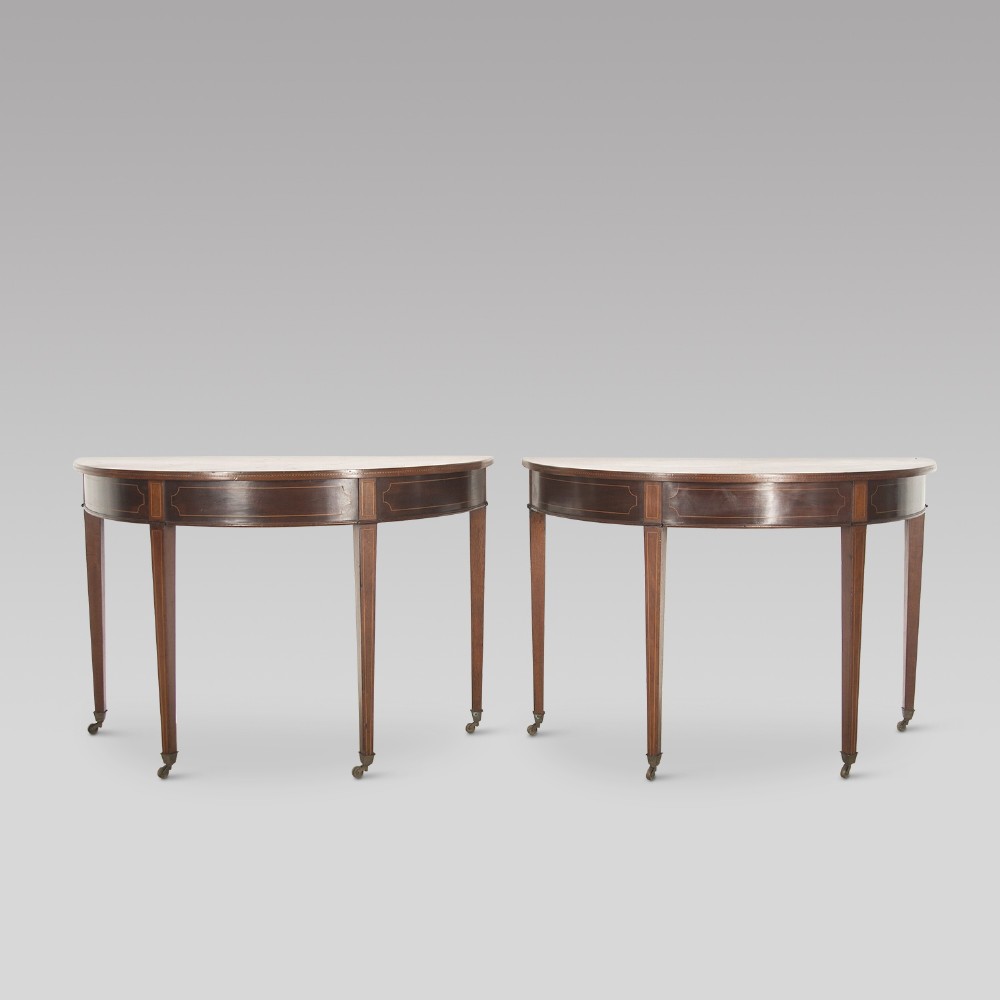 Pair of 19th Century Mahogany Demi Lune Tables