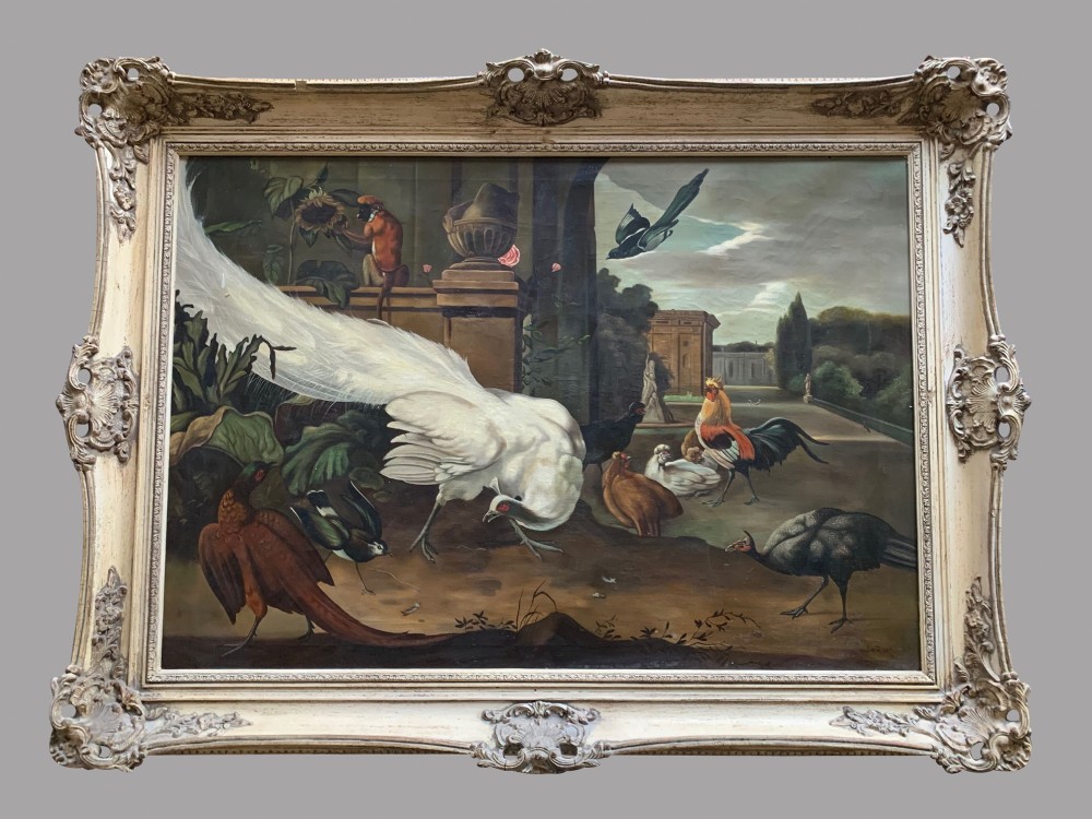 Jacob Van Roon (Dutch) - Oil on Canvas - 'The White Peacock'