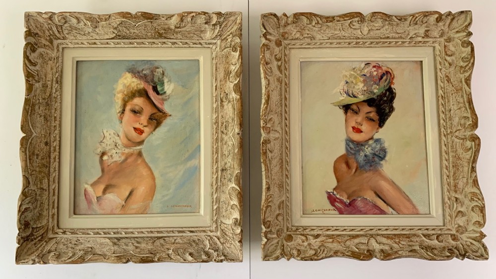Jules Gustave Lempereur - Pair Parisian ladies - Oils on Canvas