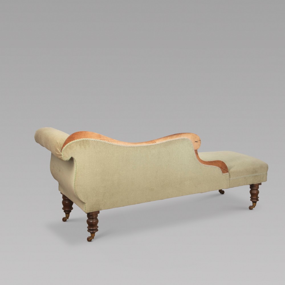 19thc English Buttoned Upholstered Chaise Longue View III