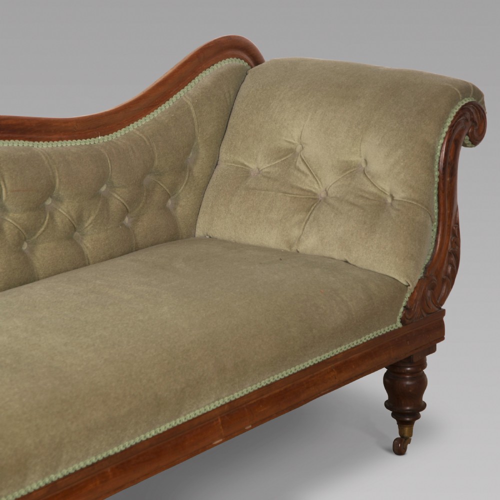 19thc English Buttoned Upholstered Chaise Longue View IV
