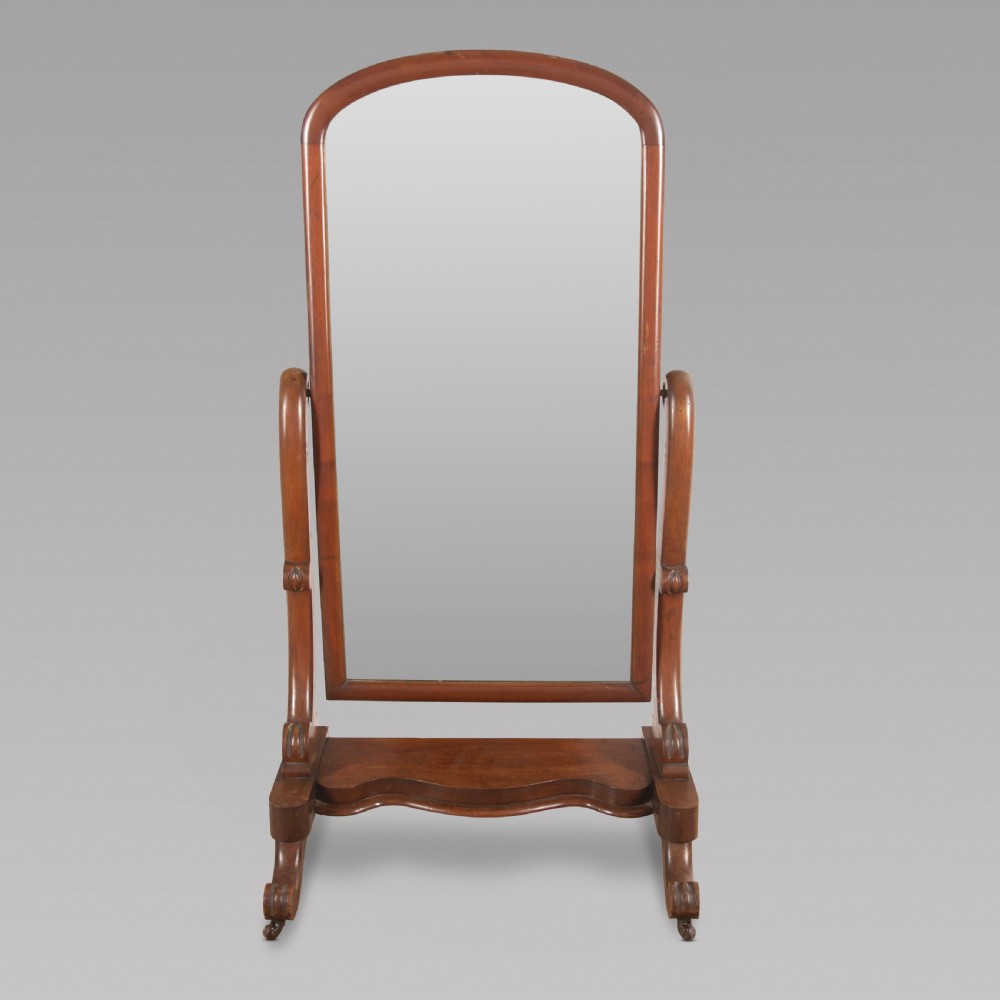 A Victorian Arched Top Mahogany Cheval Mirror