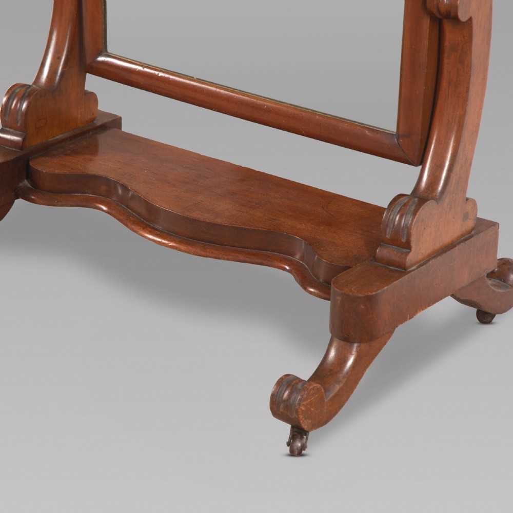 A Victorian Arched Top Mahogany Cheval Mirror View II