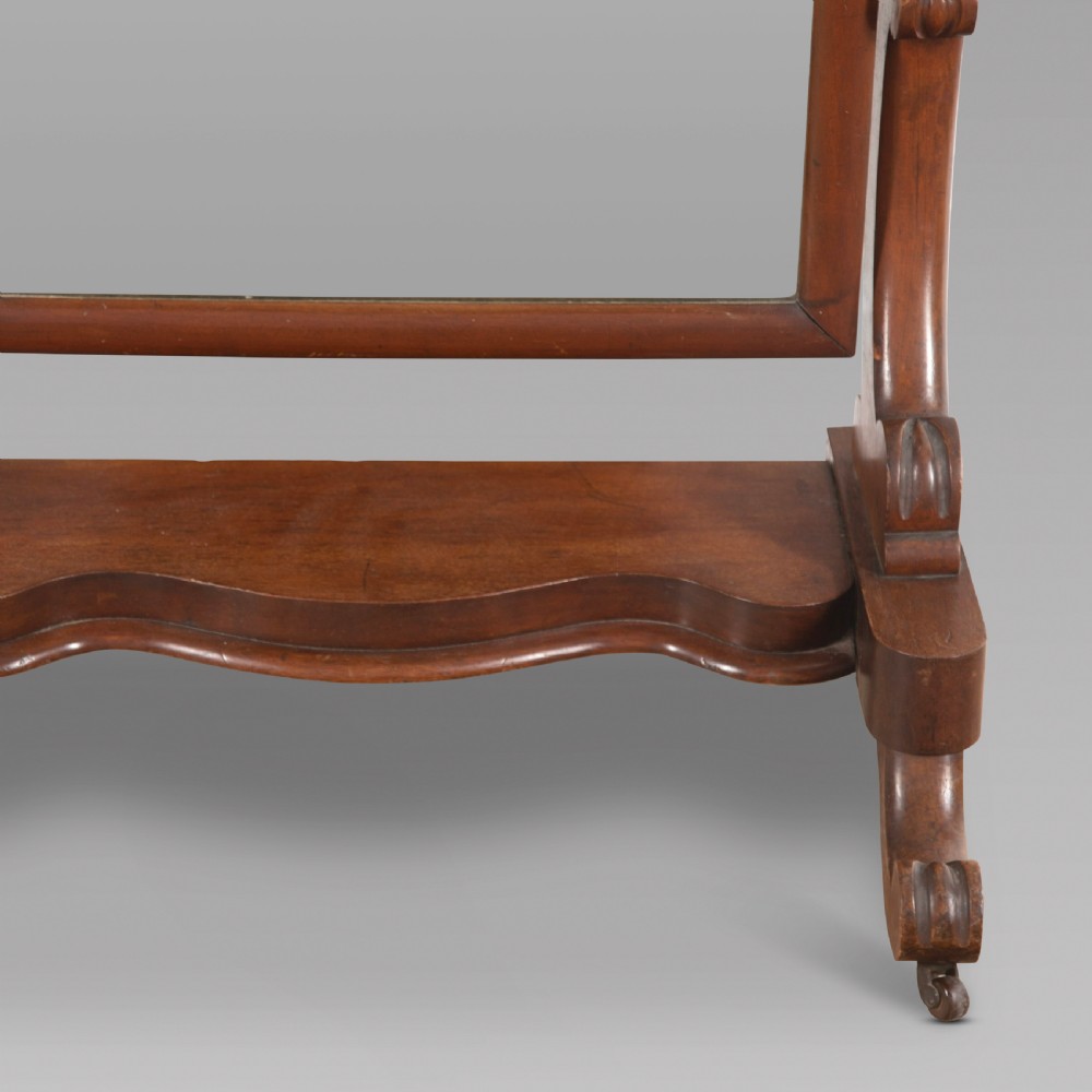 A Victorian Arched Top Mahogany Cheval Mirror View III