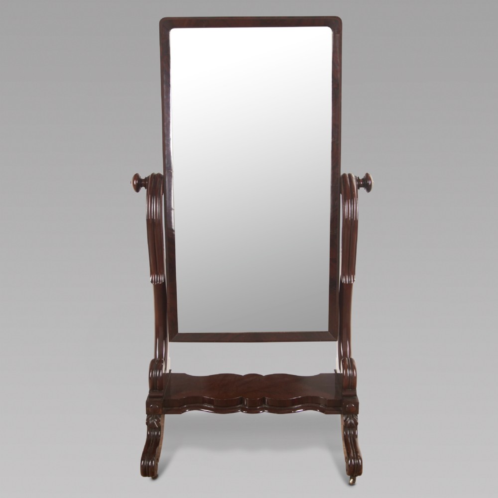 A Victorian Mahogany Cheval Mirror