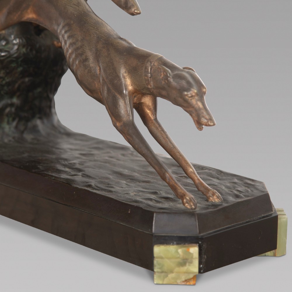 A Charles Charles French Art Deco Bronze Two Greyhounds View III