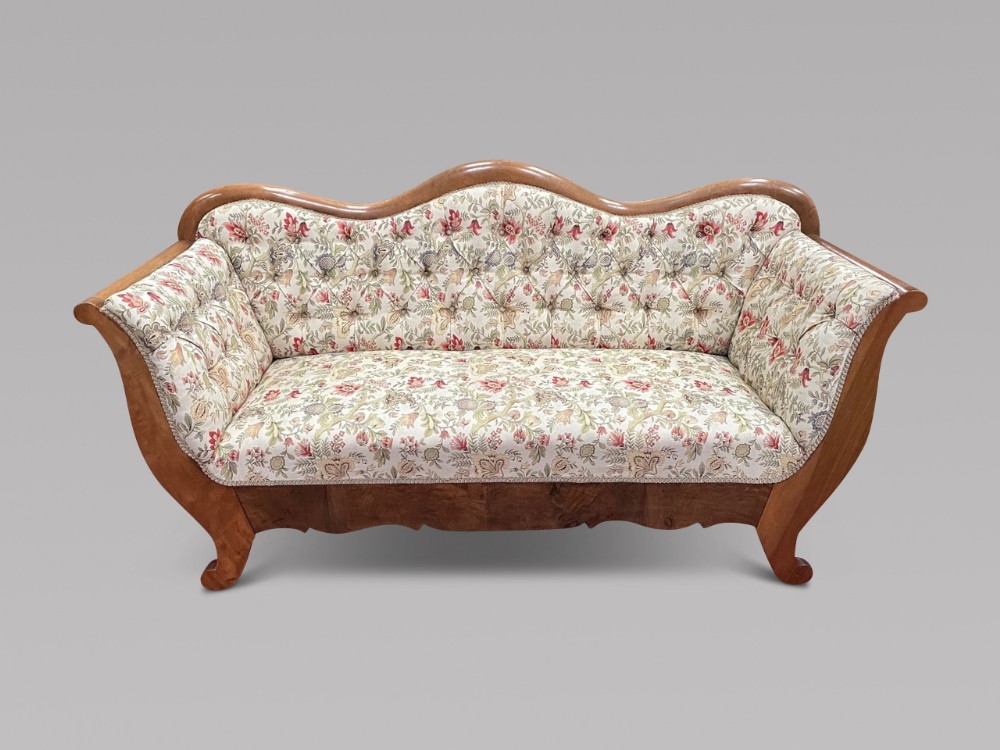 An Attractive Biedermeier Walnut Framed Settee