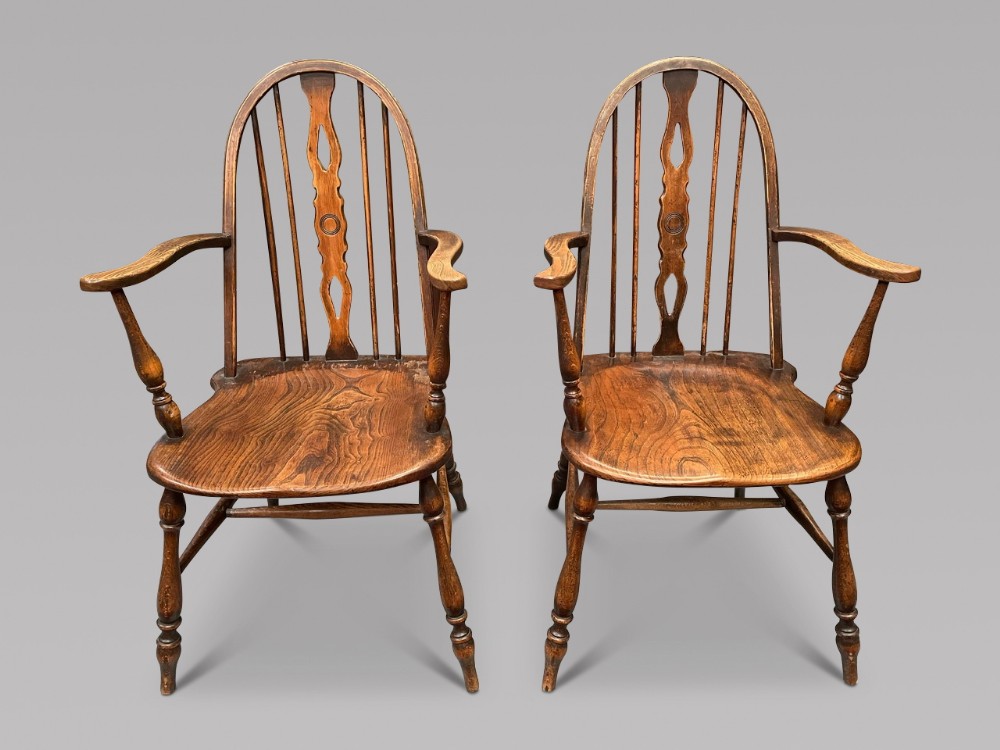 Pair of 19thc Windsor Stick Back Chairs
