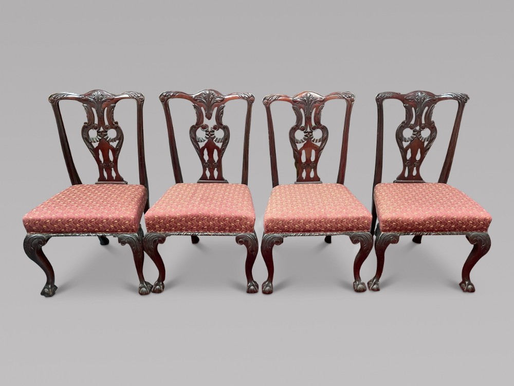 A Set of Four 19thc Chippendale Style Chairs