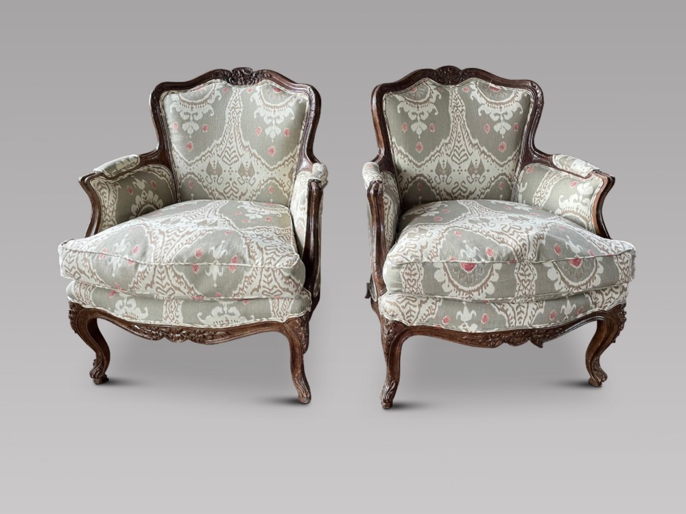 Pair of Louis XV1 style 19thc Bergere Chairs