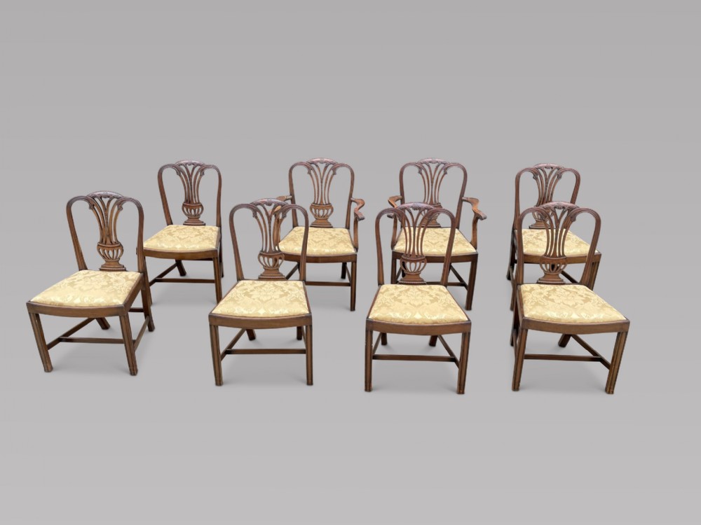 Eight 19thc Chippendale Style Mahogany Dining Chairs