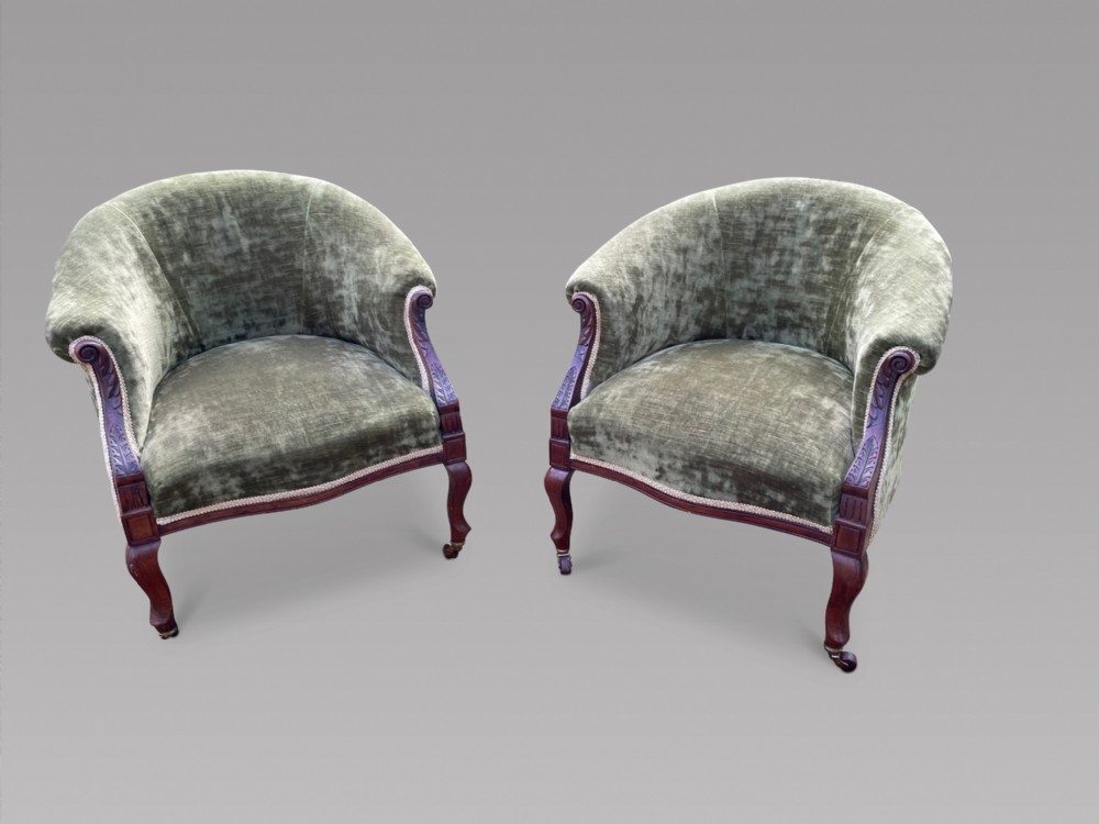 A Pair Of Edwardian Tub Armchairs