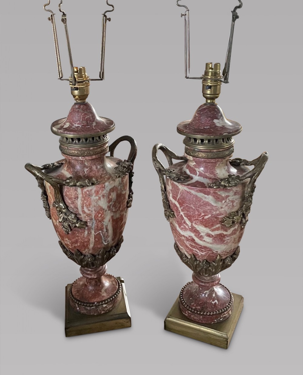 A French Pair Marble and Ormolu Lamps