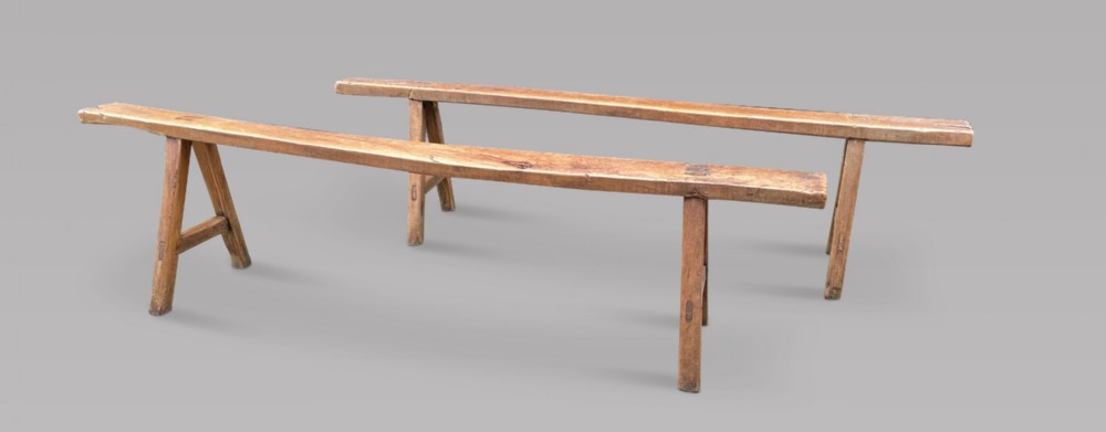 A Pair of Early 19thc Elm Benches