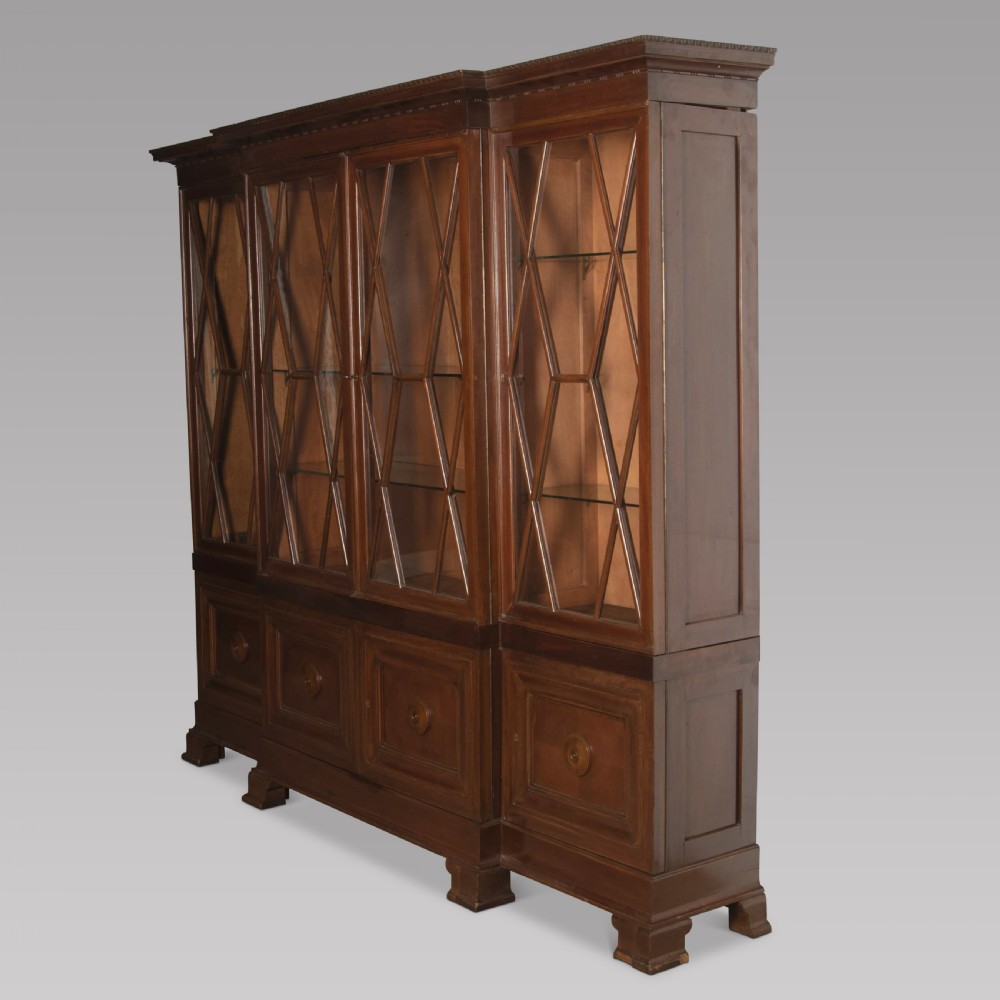Italian Breakfront Walnut Bookcase View III