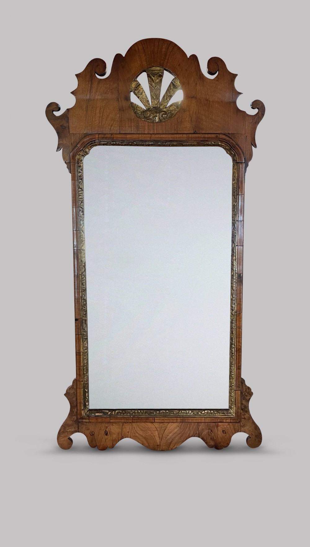 A 18thc Walnut & Parcel Gilt Wall Mirror
