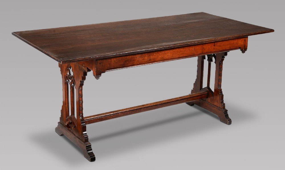 A Victorian Oak Gothic Revival Table c1860
