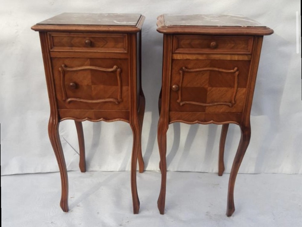 A Near Pair 19thc Walnut Bedside Tables